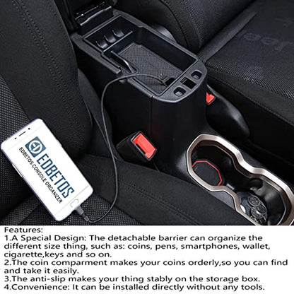 EDBETOS Center Console Organizer Tray Compatible with Renegade Accessories 2015-2019 2020 2021 2022 Armrest Glove Box Secondary Storage (White Trim) - color: White