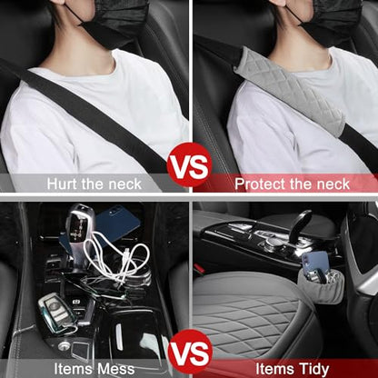 1 Pack Leather Front Car Seat Cover, Universal Sideless Car Seat Protector with Storage Pocket and Seat Belt Pad, Waterproof Automotive Seat Cover Cars Trucks SUV(Grey) - color: front 1pcs gray