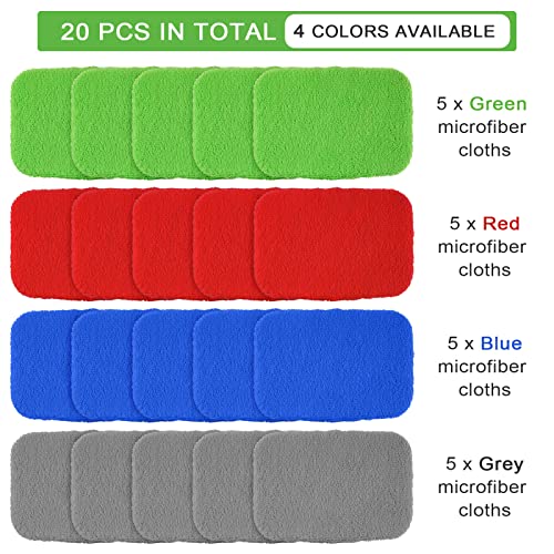 Tallew 20 Pack Windshield Cleaner Microfiber Pads Fit Car Window Cleaning Tool Replaceable Glass Wipes Inside Car Windshield Supplies, Fits 4-6 Inch Tools, 4 Colors