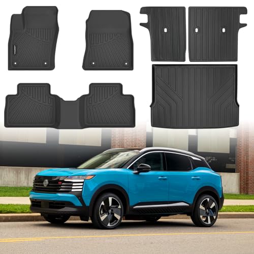 All Weather Car Floor Mats Cargo Liner with Backrest Mat for 2025 2026 Nissan Kicks SV/SR 2-Row, TPE Rubber Floor Liners Full Set Automotive Mats for 2025 2026 Nissan Kicks Accessories - size: Floor Mats Cargo Liner for 2025 Nissan Kicks