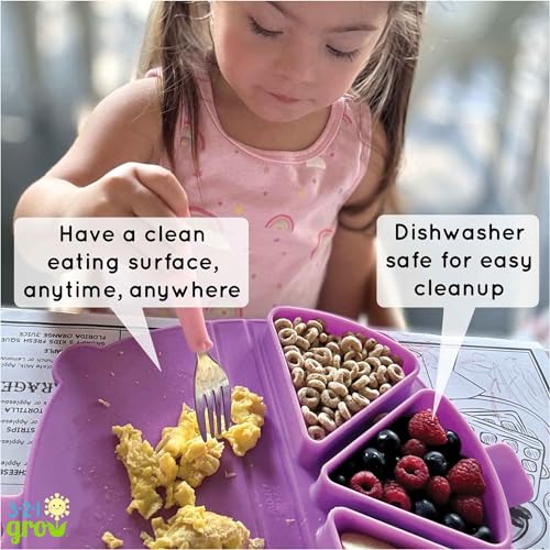 Silicone On-The-Go Snack Mat – Foldable Reusable Placemat with 3 Compartments and Lids – Travel-Friendly Baby and Toddler Snack Plate – Dishwasher Safe (Watermelon) - color: Watermelon
