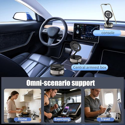 Magnetic Car Phone Holder with Fragrance Diffuser, 360° Rotatable Universal Mobile Phone Mount Compatible for MagSafe iPhone 17/16/15/14/13/12 and More(Dark Gray)