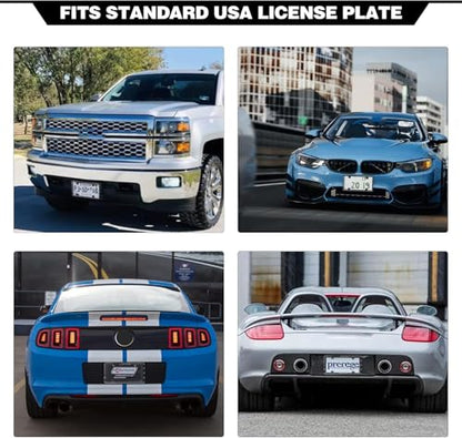 American Flag License Plate Frames, 2 Pack Black Patriotic USA Car Plate Frame, Aluminum License Plate Holder with Free Screws Fasteners Caps and Tool - color: Black Grey-USA Flag