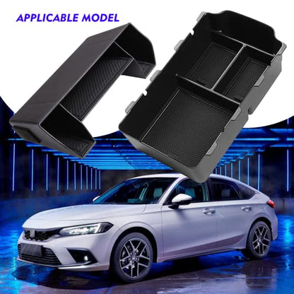 2024 2025 2026 Civic Center Console Organizer Tray for 2023 2022 Honda Civic 11th Gen Sedan Hatchback LX EX Sport 2022 Accessories Civic 2023 Central Console Organizer Insert Tray(2pcs) - style: Civic console big-2pcs