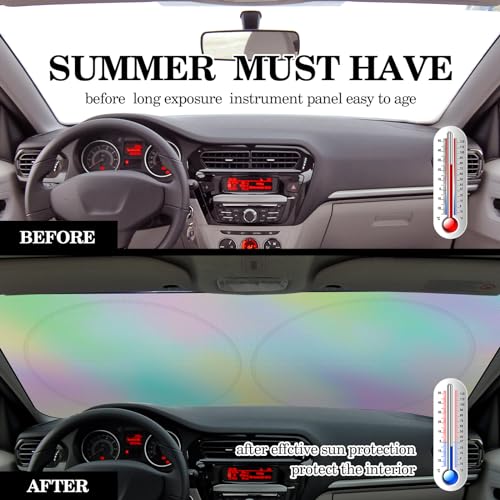 Windshield Sun Shade Foldable Car Front Window Covers for Car Accessories Sun Heat UV Rays Visor Protector Protection for Universal Cars SUV Truck (Rainbow) - style: Rainbow