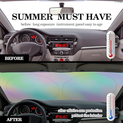 Windshield Sun Shade Foldable Car Front Window Covers for Car Accessories Sun Heat UV Rays Visor Protector Protection for Universal Cars SUV Truck (Rainbow) - style: Rainbow