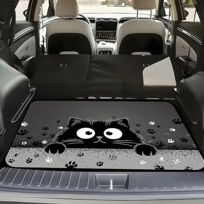 Universal Car Trunk Mat 29" x 39", Black Cat Paw Print All Weather Trunk Protection Cargo Liner, Durable Cargo Mat Rear Trunk Liner, Stylish Vehicle Interior Accessories Suitable for Most Car Models - color: Black Cat Paw Print
