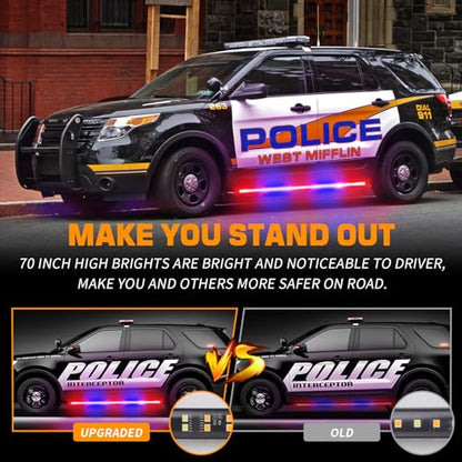 XRIDONSEN 2PCS 60 inch Police Lights Strip 720 LED Running Board Police Light Red Blue Emergency Strobe Flashing Warning Hazard Safety w/Waterproof Flexible Tube for Vehicles Trucks SUV Jeep - color: Red/Blue
