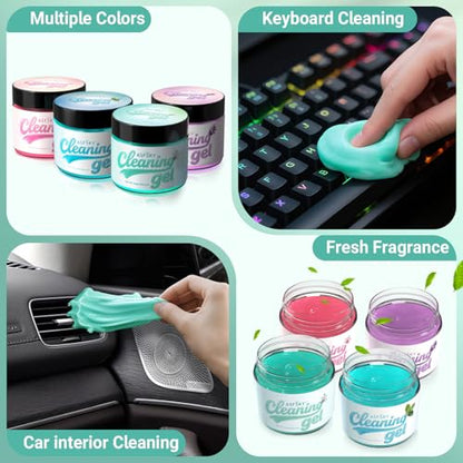 ASFSKY Car Cleaning Gel (Aromatherapy aroma) Dust Cleaning Putty Universal Car Interior Cleaner Keyboard Dust Remover Car Slime Gifts for Men Women girl（4 pack） - color: Multi