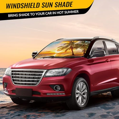 Car Windshield Sun Shade - Reflector Sunshade Offers Ultimate Protection for Car Interior, Cool Reflective Sun Blocker Fits Small Sedans, Mini SUVs - color: Sunrise-Yellow