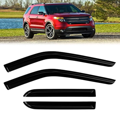 Window Rain Guards Compatible 2011-2019 Ford Explorer 4PC Window Visors Vent Shade Deflector Tape On - size: 11-19 Ford Explorer