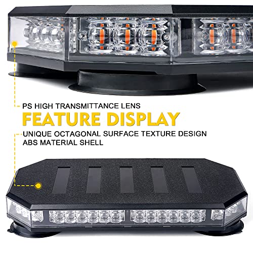 LUMENIX 42 LED Roof Top Strobe Beacon Light Bar Hazard Warning Emergency Flashing Plow Lights with Controller for Construction Vehicles Tow Trucks Postal Mail Cars Snowplow Amber (Patent Design) - color: Amber