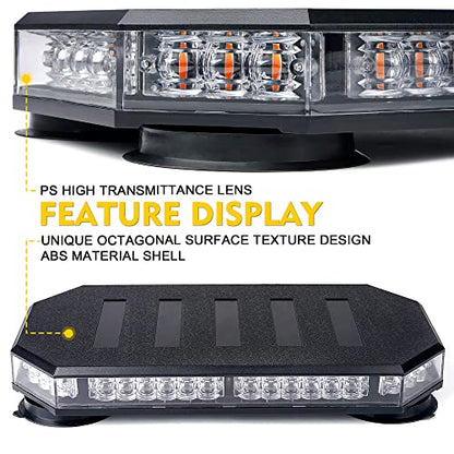 LUMENIX 42 LED Roof Top Strobe Beacon Light Bar Hazard Warning Emergency Flashing Plow Lights with Controller for Construction Vehicles Tow Trucks Postal Mail Cars Snowplow Amber (Patent Design) - color: Amber