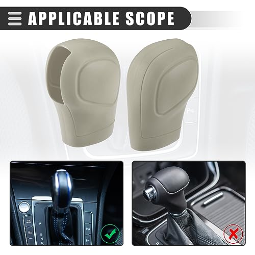 Motoforti Universal Car Gear Shift Cover Comfortable Handbrake Shifter Cover, Anti-Slip, Silicone, Beige, 2 Pcs - color: Beige