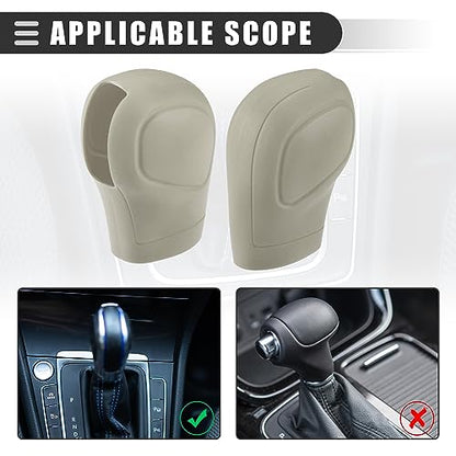 Motoforti Universal Car Gear Shift Cover Comfortable Handbrake Shifter Cover, Anti-Slip, Silicone, Beige, 2 Pcs - color: Beige