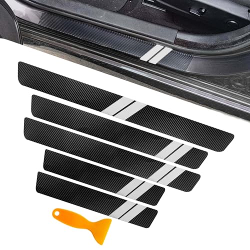 5PCS Car Door Sill Protector, Car Door Edge Guards, Carbon Fiber Auto Door Entry Edge Guard Sill Protection Sticker, Anti-Scratch Threshold Cover Strips for Most Vehicles (White, 5PCS) - color: White, size: 5PCS