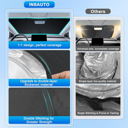 INSAUTO Custom Fit Windshield Sun Shade Accessories for Toyota Tundra 2007-2021, Foldable Front Window Sunshade, UV & Heat Reflector, Keeps Interior Cool, Includes Storage Bag - size: for 2007-2021 Toyota Tundra