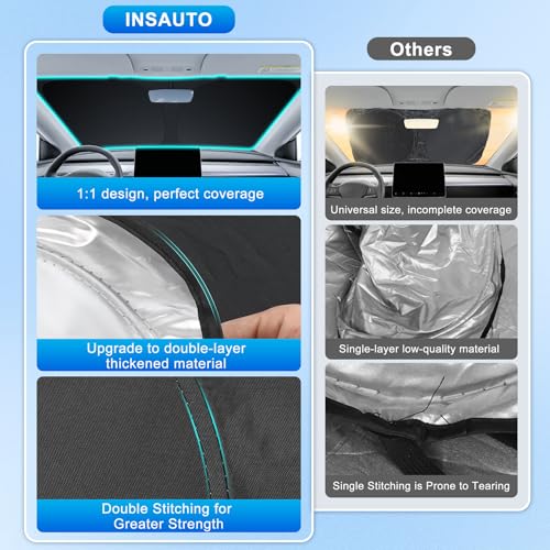 INSAUTO Custom Fit Windshield Sun Shade Accessories for Honda Civic 2006-2011, Foldable Front Window Sunshade, UV & Heat Reflector, Keeps Interior Cool, Includes Storage Bag - size: for 2006-2011 Honda Civic