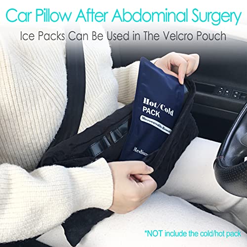 Hysterectomy Pillow Abdominal Post Surgery Pillows with Pocket Comfort for Ice Heat Packs Tummy Tuck Belly Incision Recovery Seatbelt Gifts Women Patients Minky Dot Black - color: Dotblack