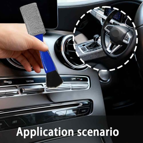 Double-Headed Car Cleaning Brush, Car Detailing Brush, Durable, Easy to Store Without damaging Interior Surfaces; Suitable for Cleaning dashboards (2PCSBlue) - color: 2PCS Blue