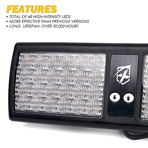Xprite Red Blue 48LED Visor Strobe Flashing Lights Interior Windshield Sunshield Emergency Warning Lights for Police Volunteer Firefighter Vehicles Trucks - color: Red&Blue