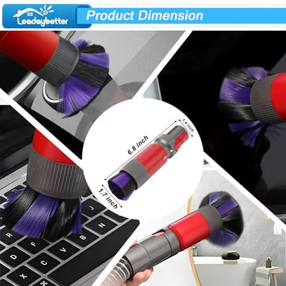 Leadaybetter Brushes & Attachments for Dyson V7 V8 V10 V11 V15 Gen5, Horsehair Vacuum Attachment, Traceless Dust Brush, Flexibible Suction Nozzles for Vacuum Cleaners