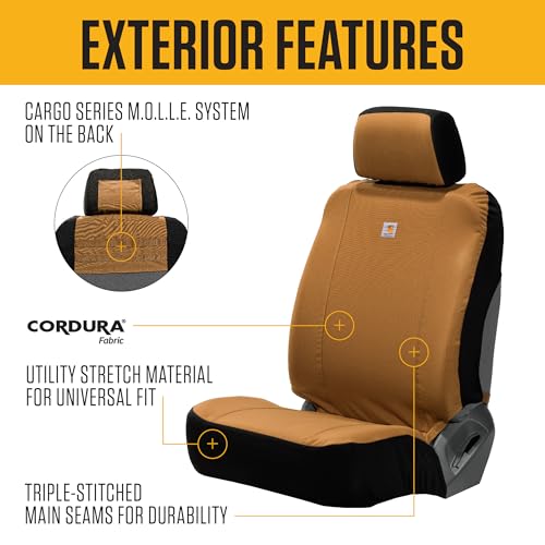 Carhartt Universal Nylon Duck Canvas Fitted Bucket Seat Cover, Durable Seat Protection with Rain Defender, Single, Bluestone - color: Bluestone, size: One Size