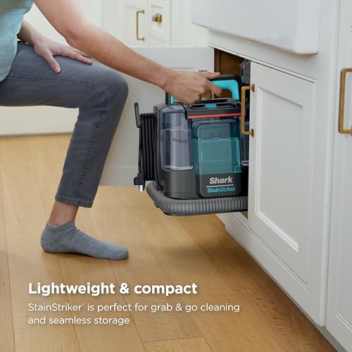 Shark StainStriker Portable Carpet & Upholstery Cleaner with On-Board Self-Cleaning, Spot, Stain, & Odor Eliminator, Includes 2 Cleaning Tools, 2 Cleaning Solutions, Charcoal, PX221BRN - style: StainStriker w/ Onboard Self-Cleaning