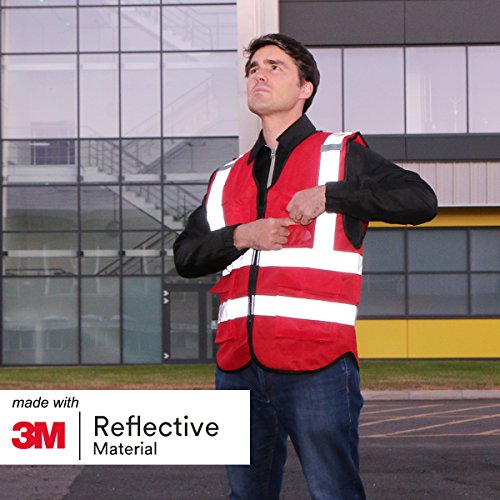 Salzmann High Visibility Safety Vest | Multi Pocket Reflective Vest | 5 Colors & 5 Sizes | Made with 3M Reflective Material - color: Red, size: XX-Large-3X-Large
