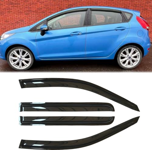 4pcs Outside Mount Style Window Rain Guards Durable Side Window Wind Deflectors Dark Smoke Vent Window Visors Fit for Ford Fiesta 2009-2019 Sedan & Hatchback 94547 - size: for 2009-2019 Fiesta