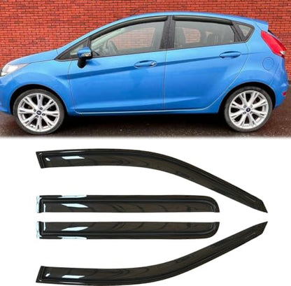 4pcs Outside Mount Style Window Rain Guards Durable Side Window Wind Deflectors Dark Smoke Vent Window Visors Fit for Ford Fiesta 2009-2019 Sedan & Hatchback 94547 - size: for 2009-2019 Fiesta