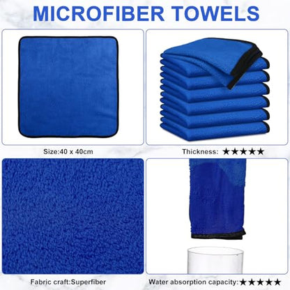 Tallew 40 Pcs Microfiber Towels:16"x16" Microfiber Drying Towels Bulk Micro Fiber Car Cleaning Cloth for Cars Drying Washing Polishing Office Windows Cleaning Household Supplies (Blue) - color: Blue