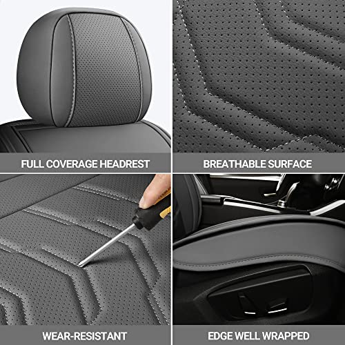 AOOG Leather Car Seat Covers Universal fit Most Sedans SUV Trucks (Front seat, Grey) - color: GREY, size: FRONT PAIR