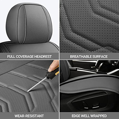 AOOG Leather Car Seat Covers Universal fit Most Sedans SUV Trucks (Front seat, Grey) - color: GREY, size: FRONT PAIR