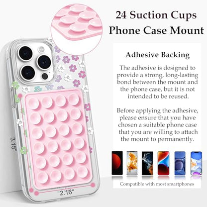 LvShuLiangPin Silicone Suction Phone Case Mount, Silicon Adhesive Phone Grip for Smartphones, Hands-Free Mirror Shower Phone Holder for Selfies, Tiktok Videos (LPK&WHT&TP&BLK) - color: LPK&WHT&TP&BLK