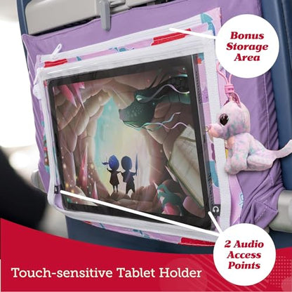 Lusso Gear Airplane Tray Table Cover - Organize Kids Travel Essentials - Pockets for Airplane Toys for Toddlers 1-3 - Foldable Tablet Stand for Travel Toddler Essentials (Mermaids) | with Pockets, on Plane or Train, Airplane Must Haves, Flying Essentials,
