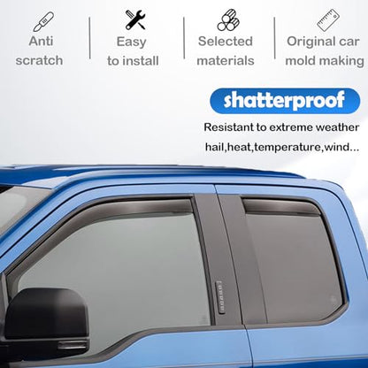 in-Channel Window Rain Guards for 2016-2023 Toyota Tacoma Double Cab/Crew Cab, Window Visor Guard Vent Wind Shade Deflector Rain Shield Protector Sun Visor,Outside-Mount, 4 Pieces, 4 Full-Size Door - size: 16-23 Tacoma Double Cab in-Channel