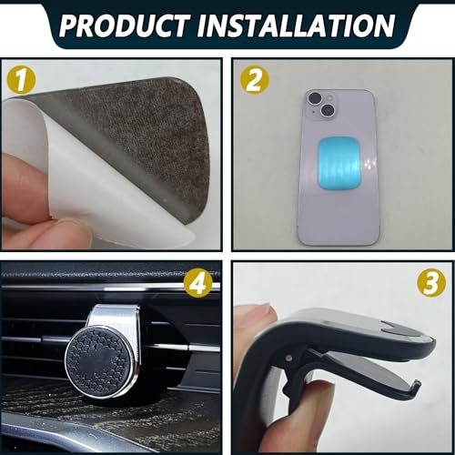 Strong Magnetic Phone Mount for Car, Universal Car Vent Phone Holder, 360° Rotation Adjustable Magnetic Smartphone Holder, Fit for All Smartphones - Silver - color: Silver