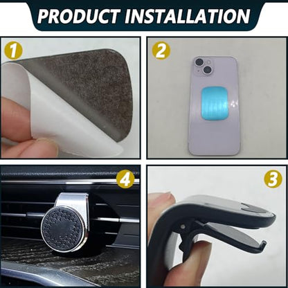 Strong Magnetic Phone Mount for Car, Universal Car Vent Phone Holder, 360° Rotation Adjustable Magnetic Smartphone Holder, Fit for All Smartphones - Silver - color: Silver