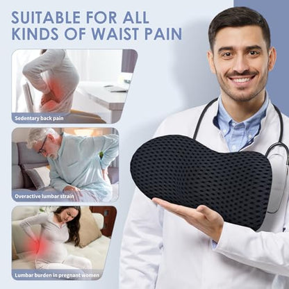 kasney Lumbar Support Pillow, Back Pillow for Low Back Pain Relief, Ergonomic Streamline Car Seat, Office Chair, Recliner and Bed (Black) - color: Black