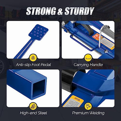 TUFFIOM Car Wheel Dolly Set of 4, Heavy Duty 6000 Lbs Capacity Vehicle Positioning Jack, Anti-Slip Foot Pedal&360° Swivel Casters for SUV Truck Boat Repair Moving,Black-Blue - color: Black-blue