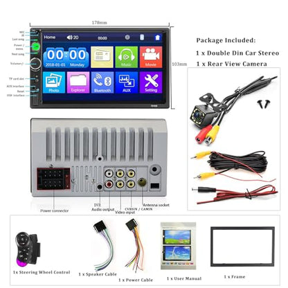 Car Stereo Double Din Bluetooth Car Radio 7 Inch MP5 Player HD Touch Screen FM Radio Audio Receiver AUX in USB TF Card Input UNITOPSCI Multimedia Player Mirror Link with Backup Camera - style: Model 2