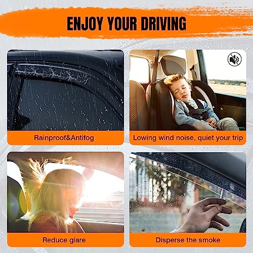 Tape on Window Visor Deflectors, Compatible with 1995-2005 GMC Jimmy Chevrolet Blazer 1996-2001 Oldsmobile Bravada 1998-2001 GMC Envoy, Acrylic Smoke Slim Style Window Rain Guards, Side Vent