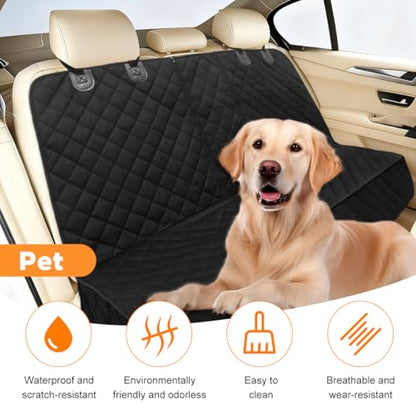 Dog Car Seat Cover for Back Seat, Waterproof Nonslip Full Protection Pets Rear Seat Protector with Side Flaps, Scratchproof Pet Auto Back Bench Cover, Universal for Vehicles (Black) - color: Black