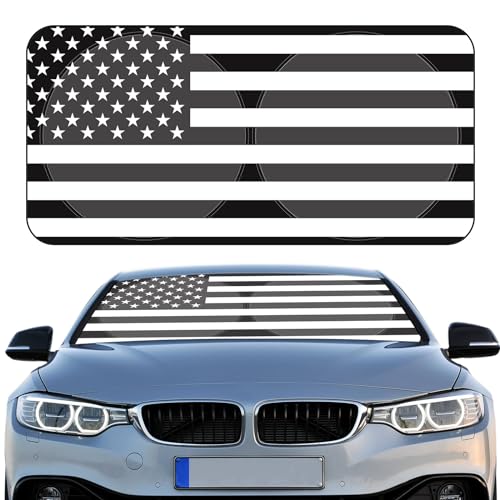 Woanger Windshield Sun Shade Foldable Car Front Window Covers for Car Accessories Sun Heat UV Rays Visor Protector Protection for Universal Cars SUV Truck (Flag) - style: Flag