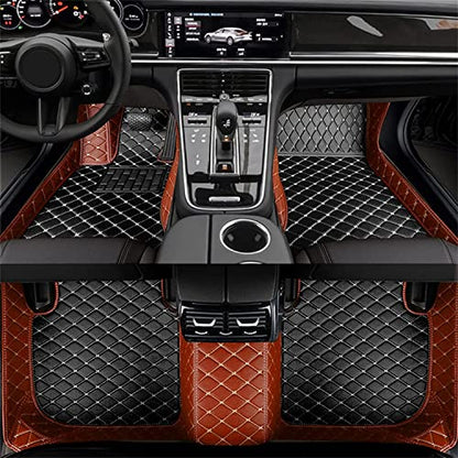 Custom Waterproof Leather Car Floor Mats Fit for Most Car SUV Truck & Sportscar All Weather Protection Vehicles (Black+Light Brown) - color: Black+Light brown