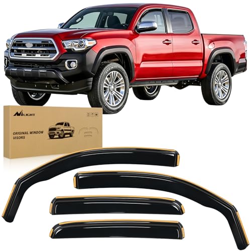 Nilight Durable Rain Guards for Toyota Tacoma Double Cab 2016 2017 2018 2019 2020 2021 2022 2023 Window Deflectors, Vent Window Visors, 4 Pieces - color: SMOKE