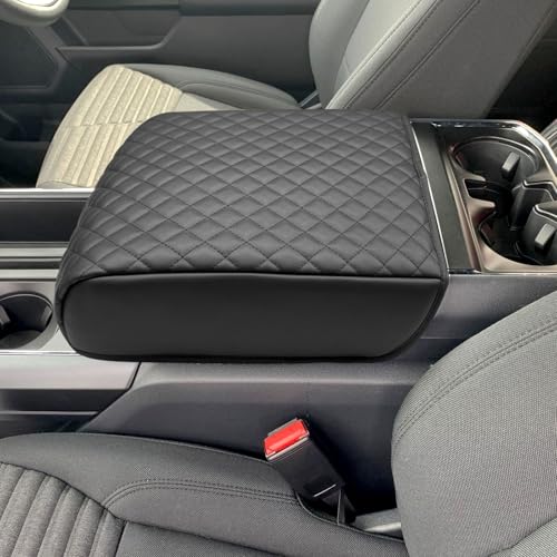 Zxiaochun Center Console Cover for 2021 2022 2023 2024 2025 2026 Ford F150, Armrest Lid Leather Protector, Middle Console Cushion Interior Accessories (Bucket Seat Only) - size: For 2021+ F150 Bucket Console