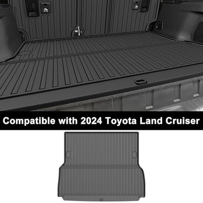 AOMSAZTO Floor Mats and Cargo Mat Backrest Mat Compatible with Toyota Land Cruiser & Lexus GX550 2024 2025 - All Weather TPE Waterproof Anti-Slip Floor Liner and Trunk Mat Car Mat (Only for 5 Seat) - style: 2024-2025 | For Toyota Land Cruiser | Full Set