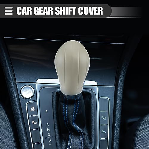 Motoforti Universal Car Gear Shift Cover Comfortable Handbrake Shifter Cover, Anti-Slip, Silicone, Beige, 2 Pcs - color: Beige
